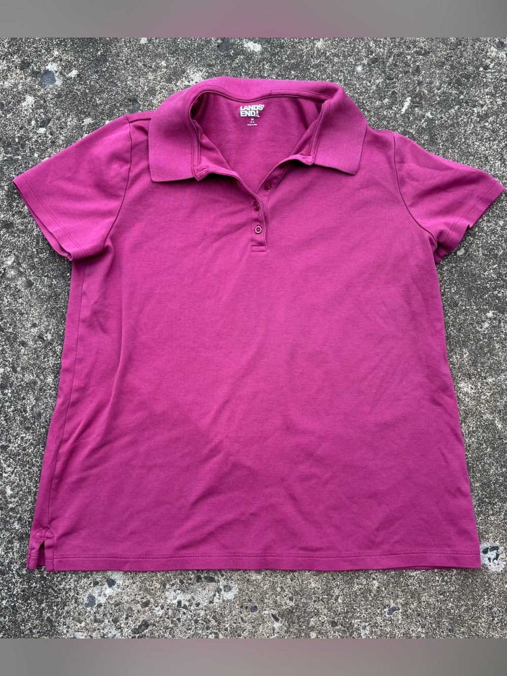 Lands' End Raspberry Short-Sleeve Polo